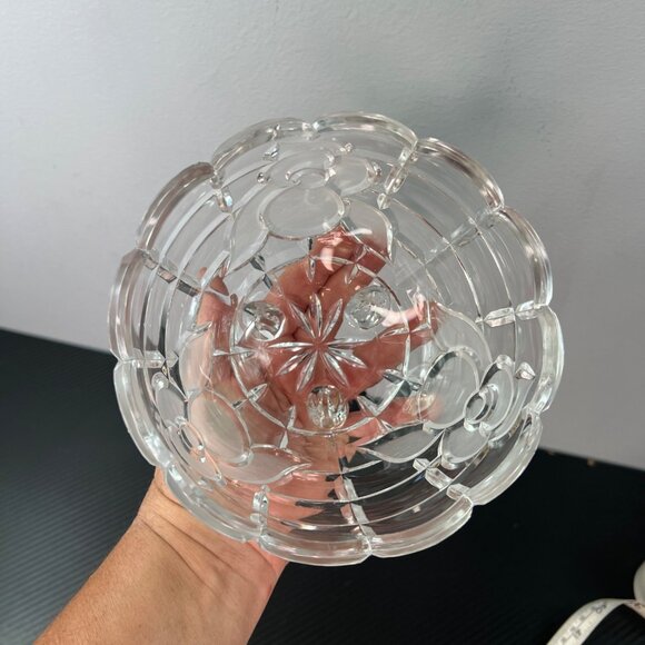 Vintage Footed Crystal Rose Glass Candy Dish Bowl 5" Diameter Snack Dish - Picture 2 of 6